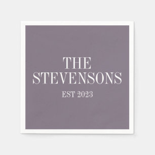 Classic Family Last Name Est Date Plum Purple Napkins