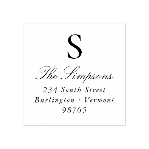 Classic Family Monogram Address Rubber Stamp