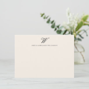 Classic Family Monogram Minimalist Wedding Ivory Note Card
