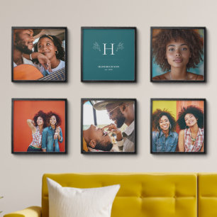 Classic Family Monogram & Name Wall Art Peel And Stick Photo Tile