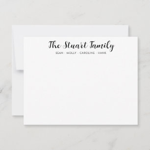 Classic Family Name Handwritten Black Script Font Note Card
