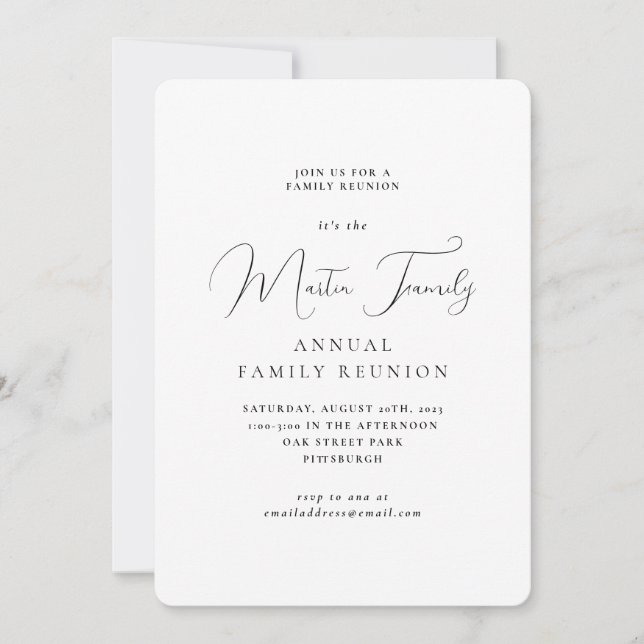 Classic Family Reunion Minimal Invitation (Front)