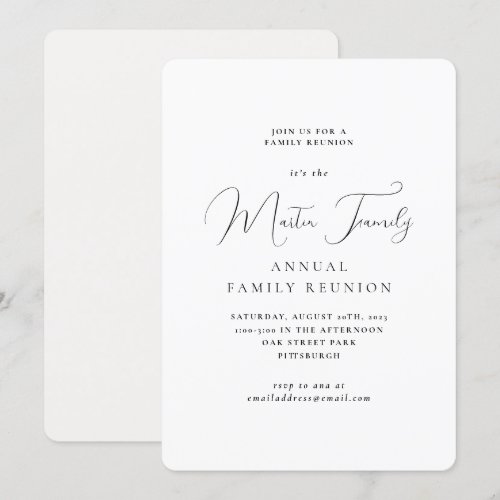 Classic Family Reunion Minimal Invitation