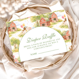 Classic Farm Animals Barnyard Diapper Raffle Enclosure Card