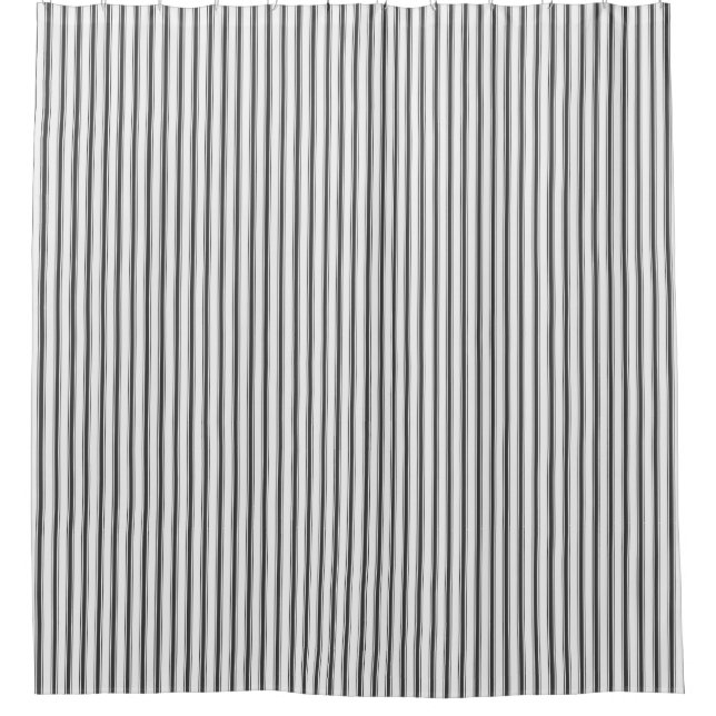 Classic Farmhouse Vintage Ticking Stripe Bathroom Shower Curtain (Front)