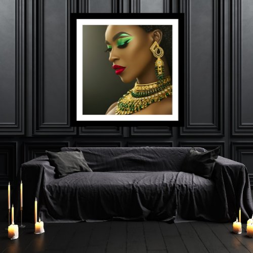 Classic Fashion African emerald green gold  jewel Poster