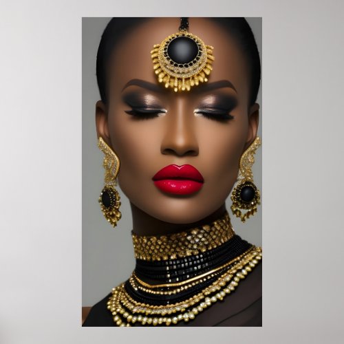 Classic Fashion African gold Black jewels gems Poster
