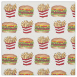 Classic Fast Food Pairing Burger and French Fries Fabric