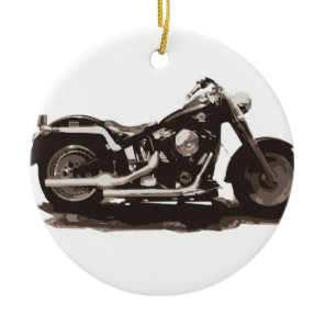 Classic Fat Boy Motorcycle Ceramic Ornament