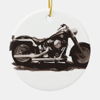 Classic Fat Boy Motorcycle Ceramic Ornament by fameland at Zazzle