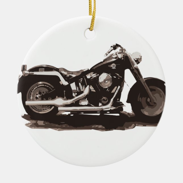 Classic Fat Boy Motorcycle Ceramic Ornament (Front)