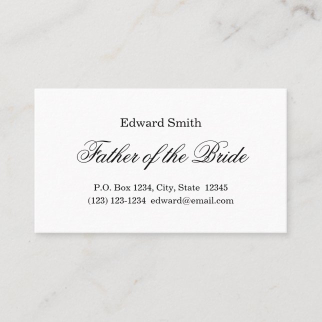 Classic Father of the Bride Business Cards (Front)