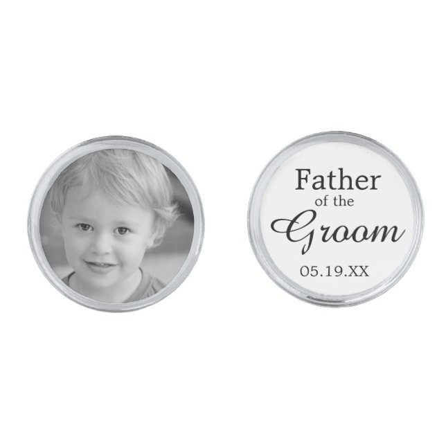 Classic Father of the Groom Custom Photo Cufflinks (Front)
