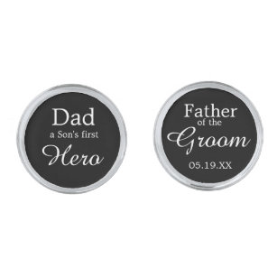 Classic Father of the Groom Sons First Hero Custom Cufflinks