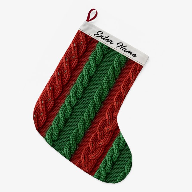 Classic Faux Cable-Knit Christmas Stocking (Front (Hanging))