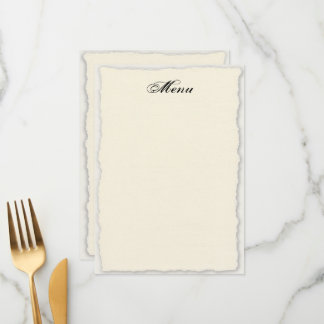 Classic Faux-Deckle Edge Wedding Menu Template