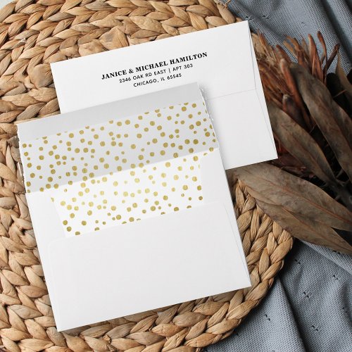 Classic Faux_Gold Confetti Pattern Lined Envelope
