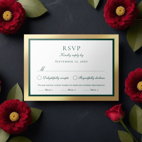 Classic Faux Gold Emerald Green Meal Choice RSVP