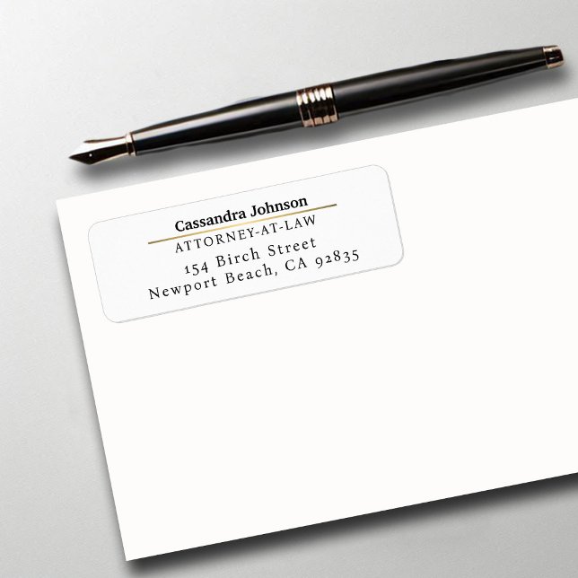 Classic Faux Gold Line Law Legal Lawyer Address Label (business corporate return address label lawyer law paralegal attorney modern classic minimalist gold)