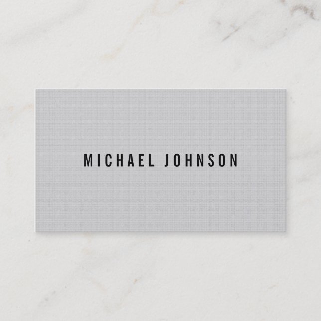 Classic Faux Linen Grey Business Card (Front)