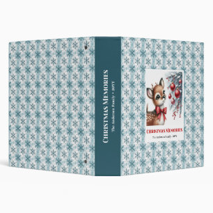 Classic fawn snowy forest Christmas memory kids 3 Ring Binder