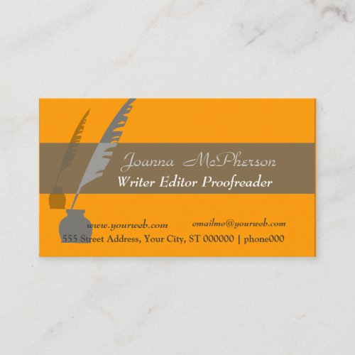 Classic Feather Plumage  Pen and Ink Bottle Business Card