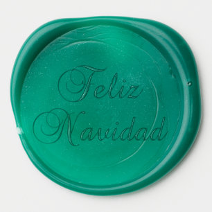 Classic Feliz Navidad Calligraphy Green Wax Seal Sticker