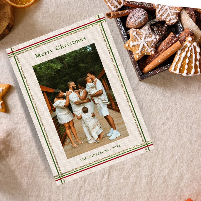 Classic Festive Borders Minimal Photo Christmas  Holiday Card (Creator Uploaded)
