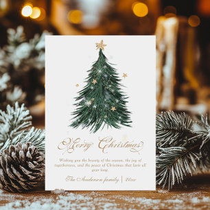 Classic Festive Gold Christmas Tree Holiday Card