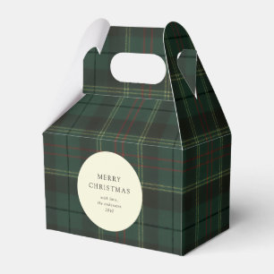 Classic Festive Green Plaid Holiday Cookie Favor Boxes