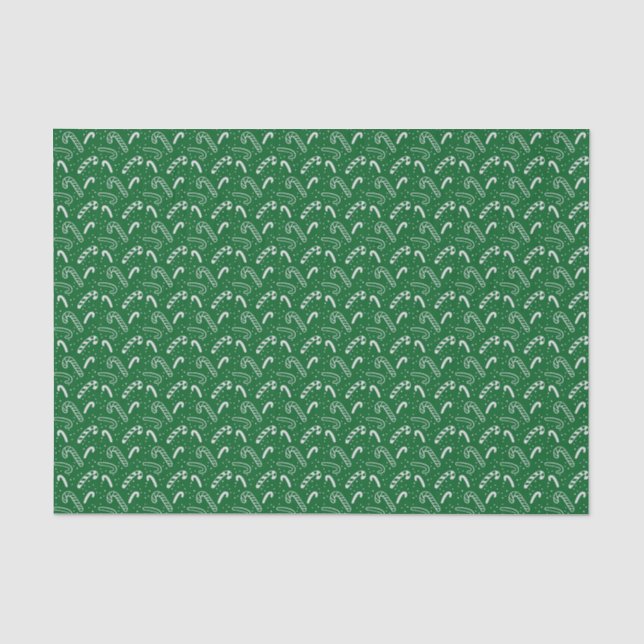 Classic Festive Holiday Dark Green Candy Cane Tissue Paper (Front)