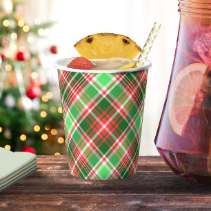 Classic Festive Red Green Plaid Christmas Party Paper Cups
