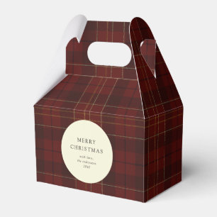 Classic Festive Red Plaid Christmas Cookie Favor Boxes