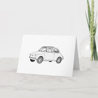 Classic Fiat 500 Black and White Pencil Sketch Card