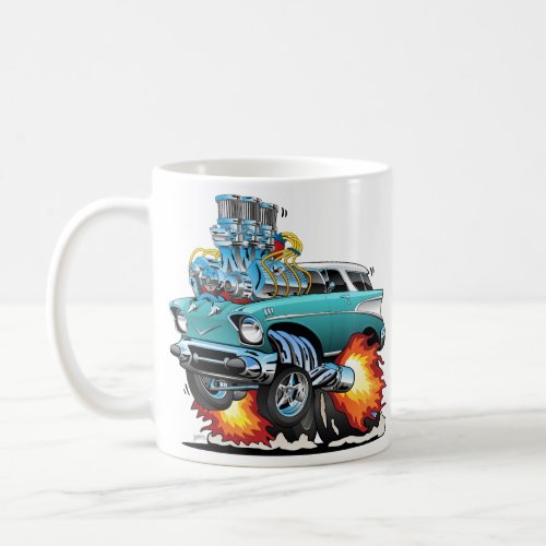 Classic Fifties Hot Rod Muscle Car Cartoon Coffee Mug