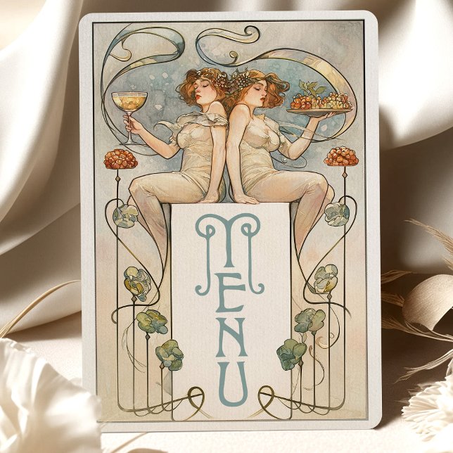 Classic Figurative Art Nouveau Wedding Menu Card (Creator Uploaded)