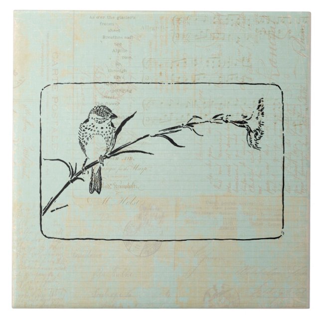 Classic Finch Bird Vintage Art Ceramic Tile (Front)