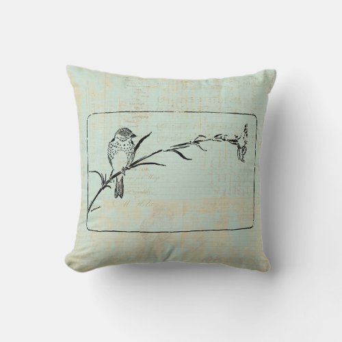 Classic Finch Bird Vintage Art Throw Pillow