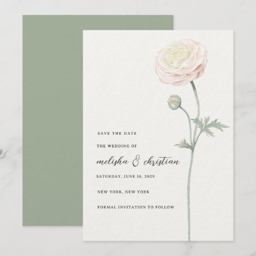 Classic Fine Art Watercolor Ranunculus | Save The Date