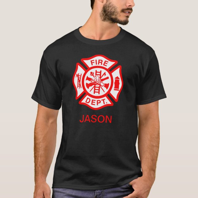 Classic Fire Department Maltese Cross Firefighter  T-Shirt (Front)