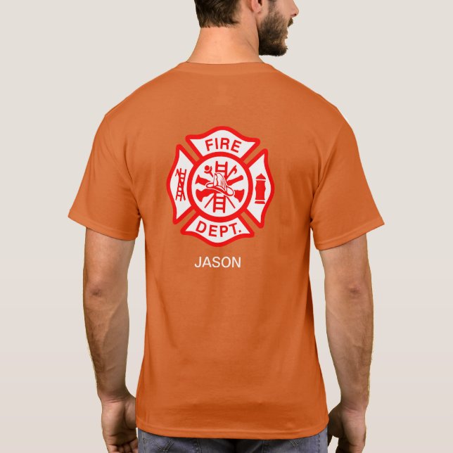 Classic Fire Department Maltese Cross Firefighter  T-Shirt (Back)