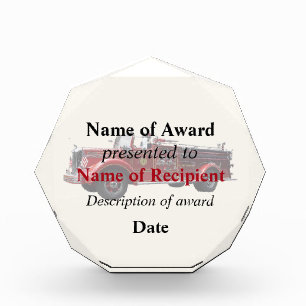 Classic Fire Engine Acrylic Award