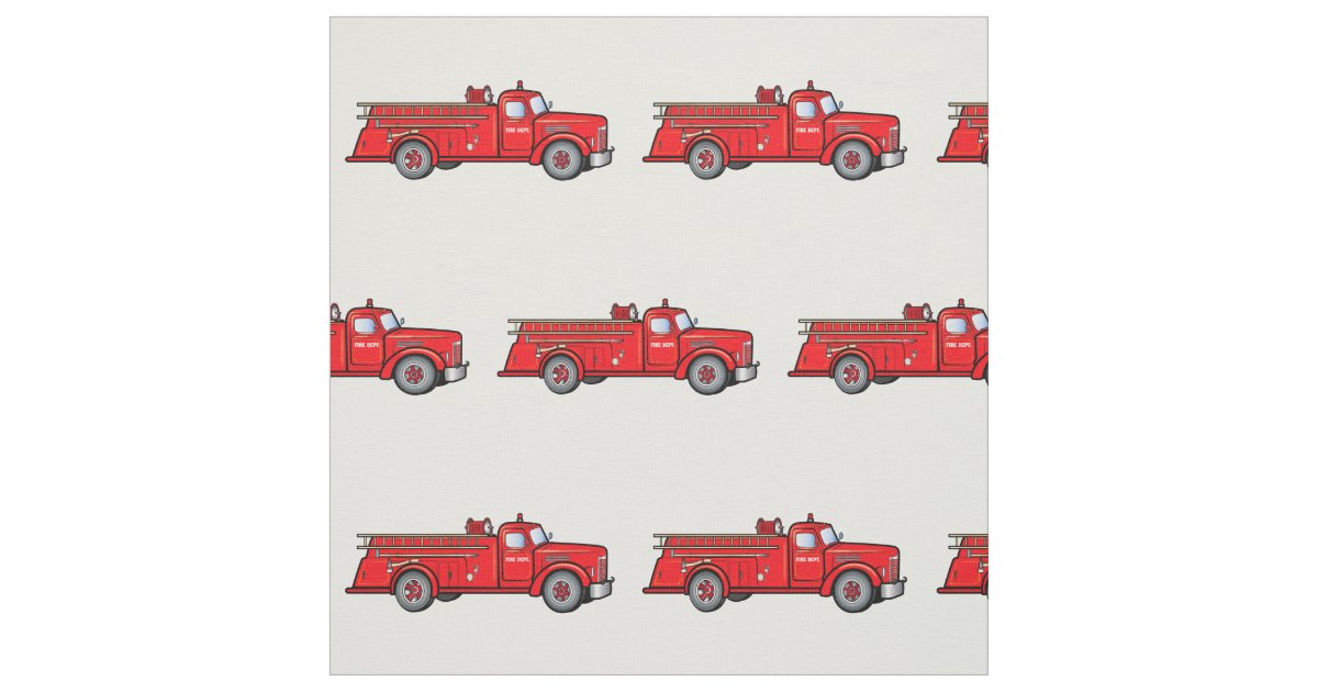 Classic Fire Engine Fabric | Zazzle