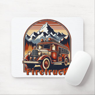Classic Fire Truck & Mountain Mauspad Mouse Pad