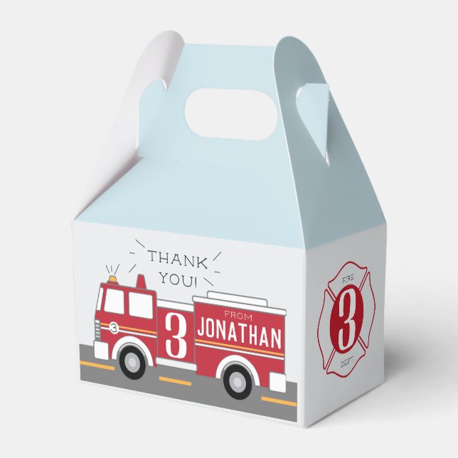 Classic Firetruck Kids favor box (Front Side)