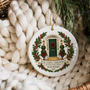 Classic First Christmas New Home Ceramic Ornament