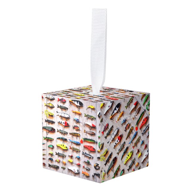Classic Fishing Lures  Thunder_Cove Cube Ornament (Front Angled)