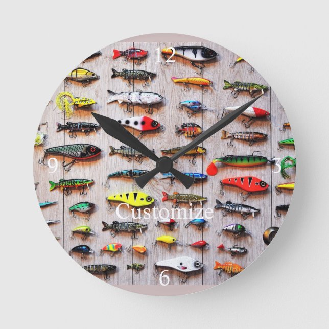 Classic Fishing Lures  Thunder_Cove   Round Clock (Front)