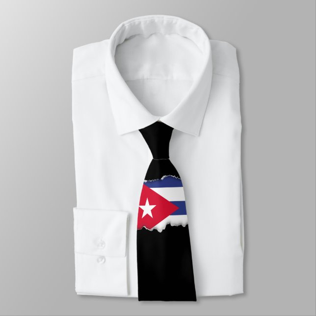 Classic Flag of Cuba Neck Tie (Tied)