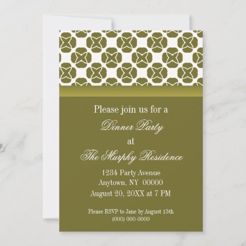 Classic Flair Dinner Party Invitation Olive Green Invitation
